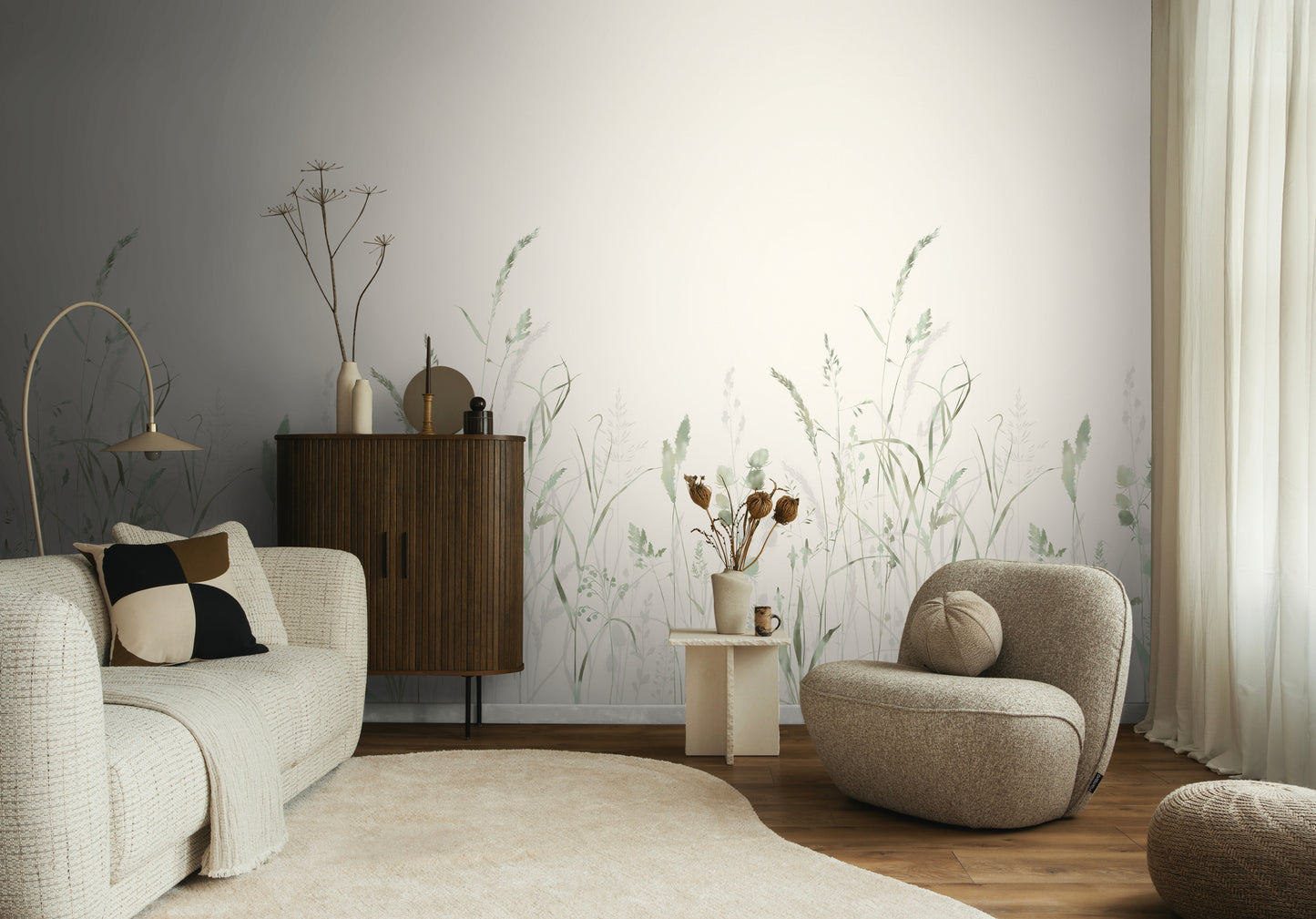 Fototapete Gräser Grün Beige - 1,59 m x 2,80 m