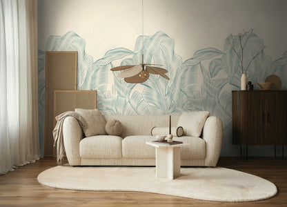 Fototapete Blätter Grün Beige - 1,59 m x 2,80 m