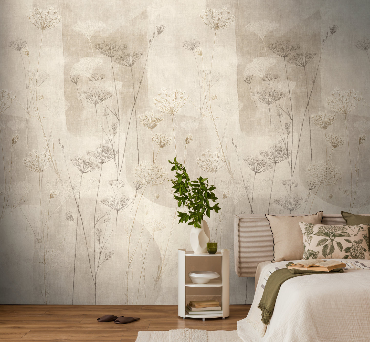 Fototapete Wiesenblumen Beige - 1,59 m x 2,80 m
