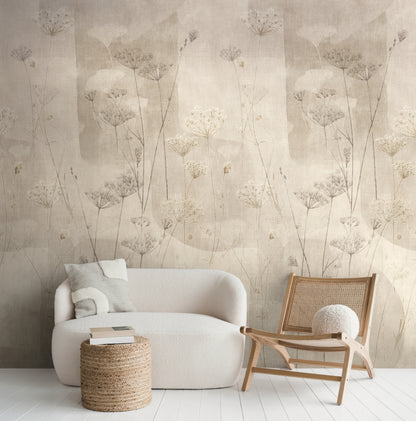 Fototapete Wiesenblumen Beige - 1,59 m x 2,80 m