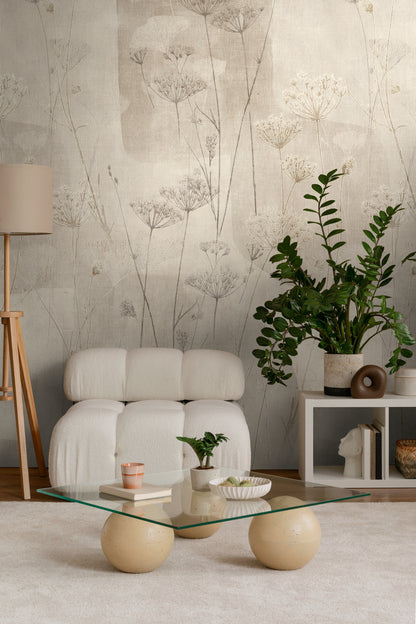 Fototapete Wiesenblumen Beige - 1,59 m x 2,80 m