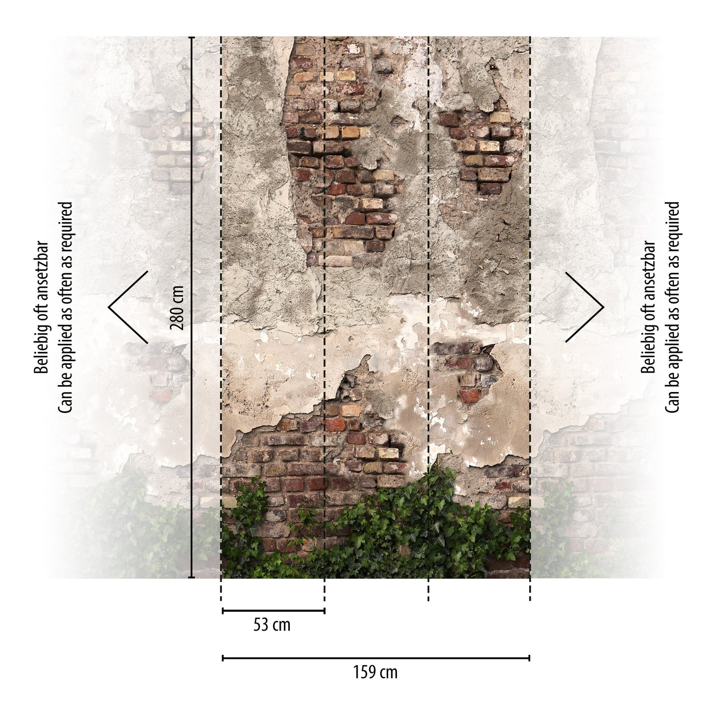 Fototapete Putz Backstein - 1,59 m x 2,80 m