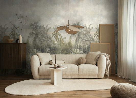 Fototapete Dschungel Landschaft Beige Grau - 1,59 m x 2,80 m