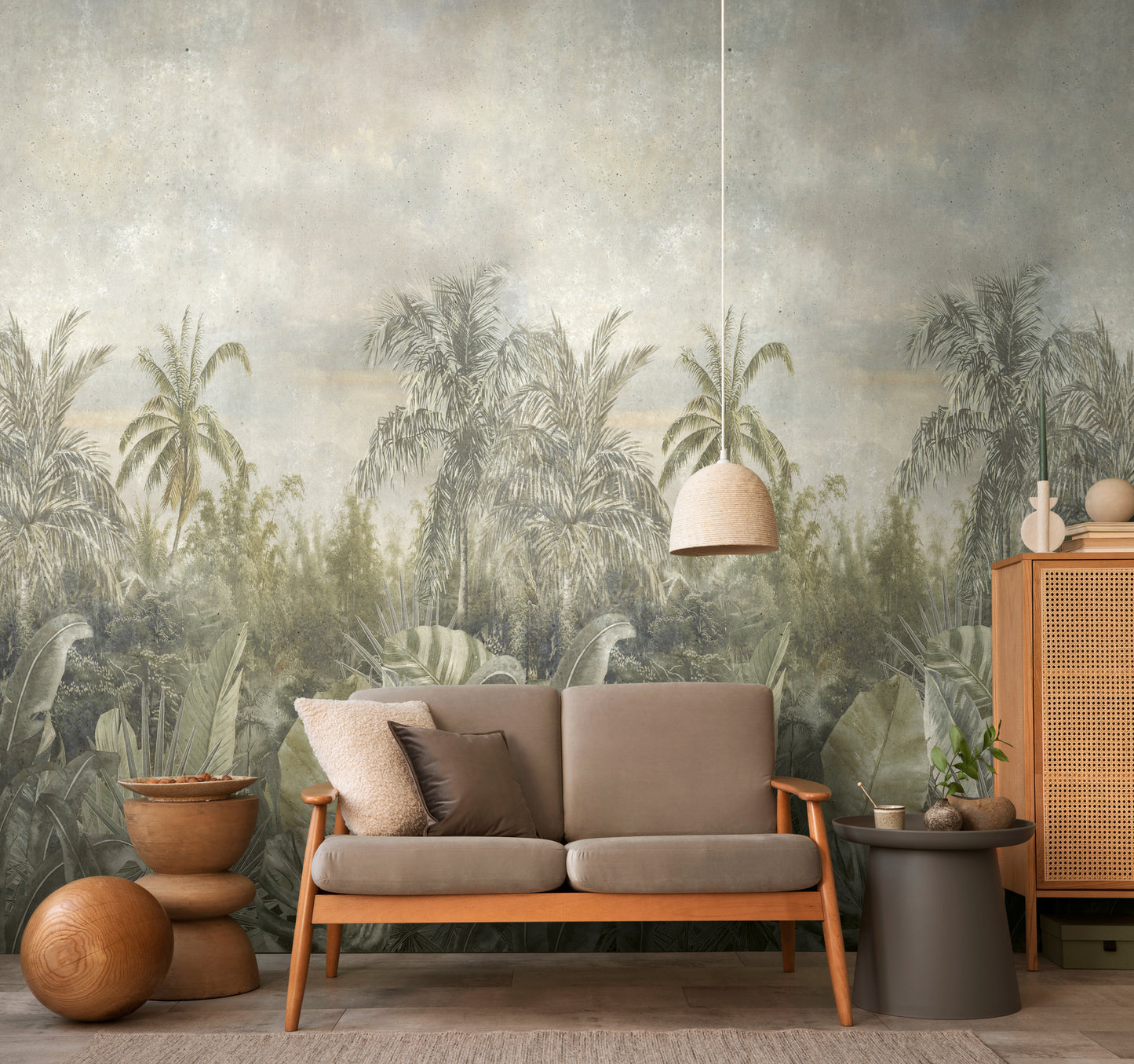 Fototapete Dschungel Landschaft Beige Grau - 1,59 m x 2,80 m