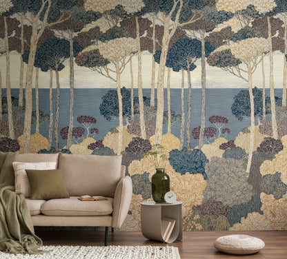 Fototapete Wald Blau Beige - 1,59 m x 2,80 m