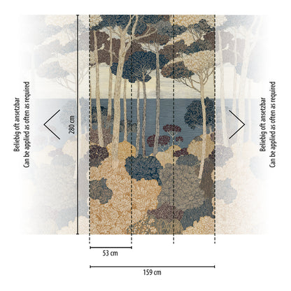 Fototapete Wald Blau Beige - 1,59 m x 2,80 m