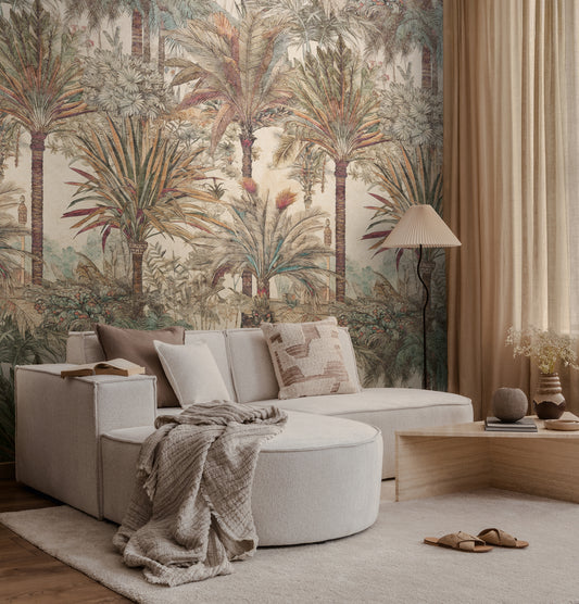 Fototapete Palmenmotiv Beige - 1,59 m x 2,80 m