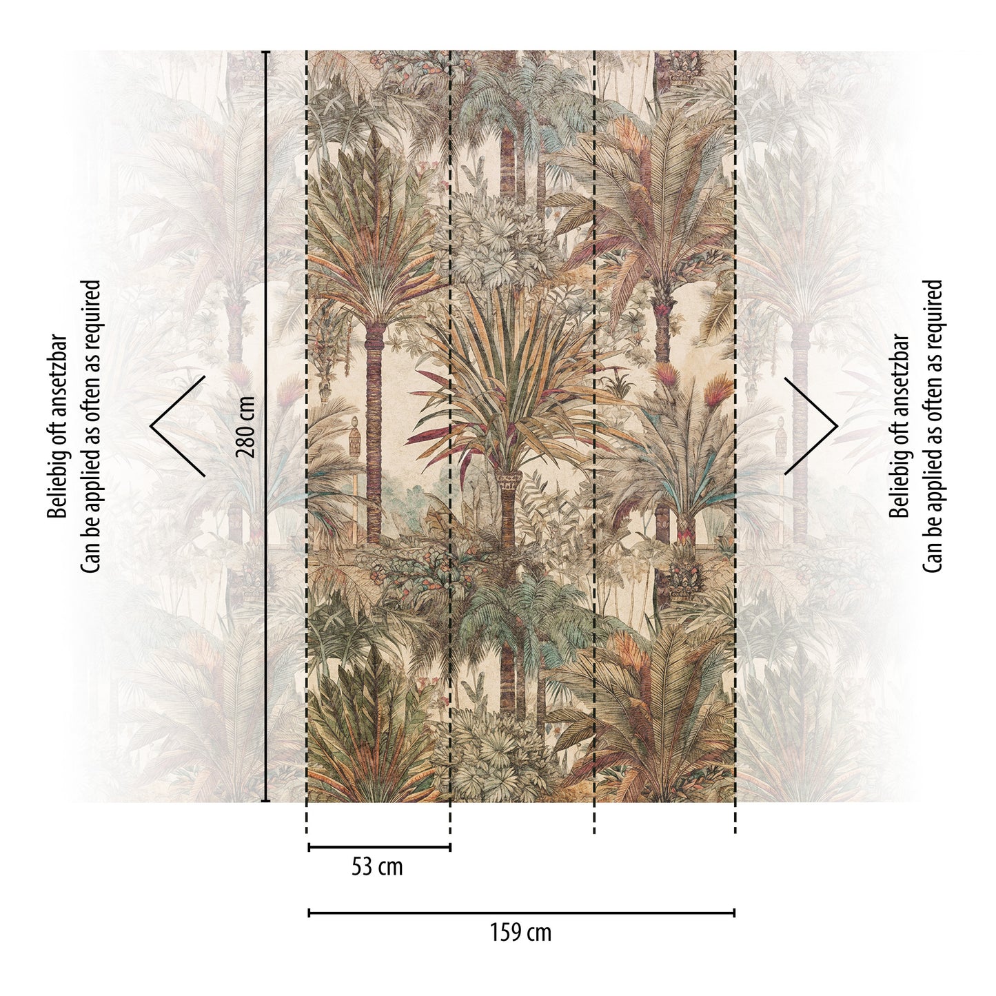 Fototapete Palmen Beige - 1,59 m x 2,80 m