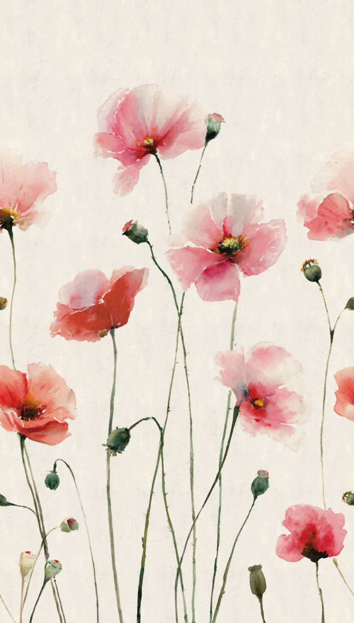 Fototapete Mohnblumen Rosa Beige - 1,59 m x 2,80 m