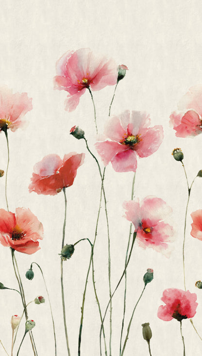 Fototapete Mohnblumen Rosa Beige - 1,59 m x 2,80 m