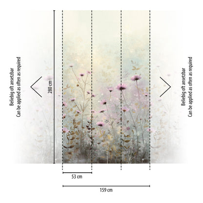 Fototapete Wiesenblumen Beige Rosa - 1,59 m x 2,80 m