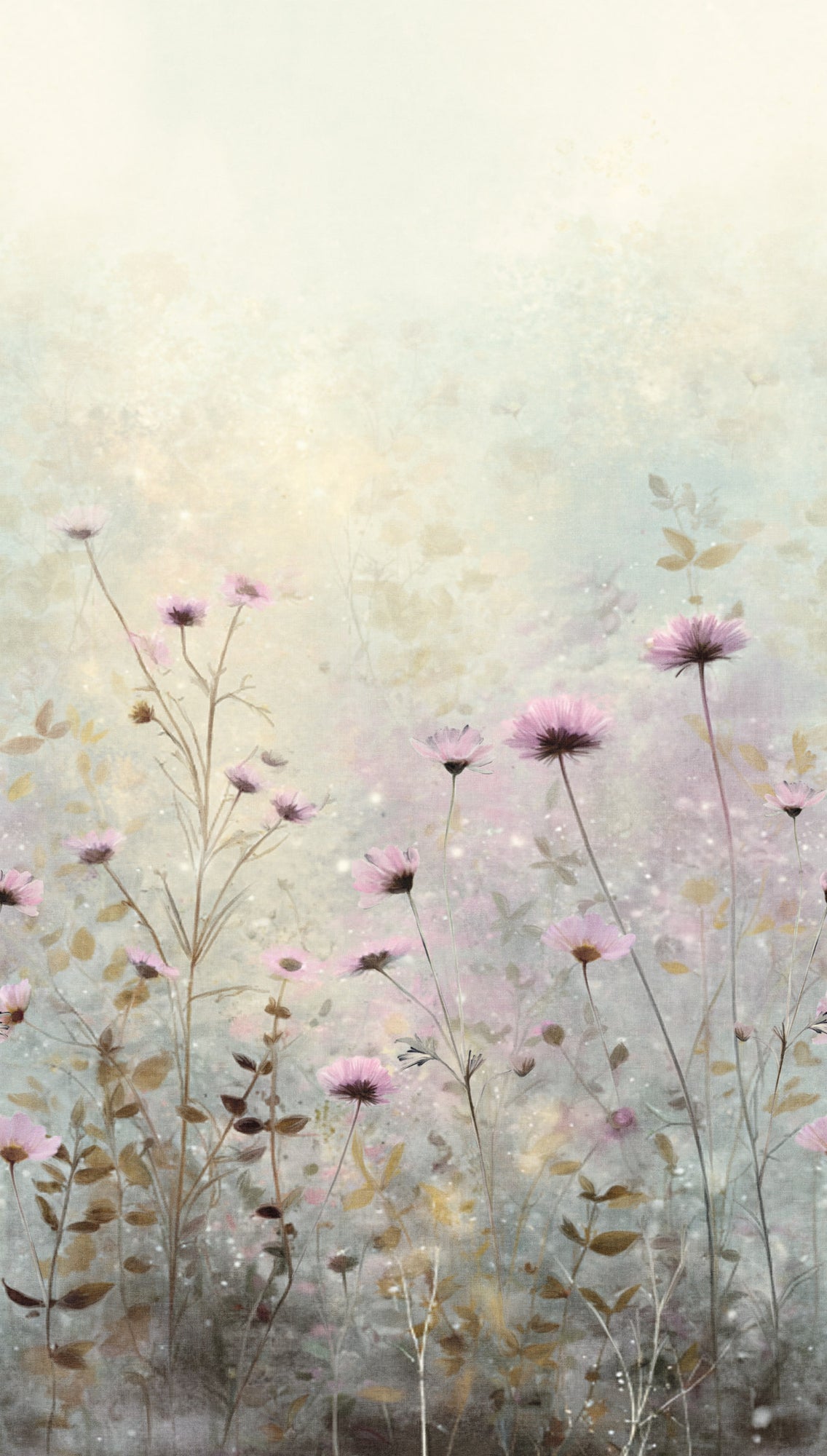 Fototapete Wiesenblumen Beige Rosa - 1,59 m x 2,80 m