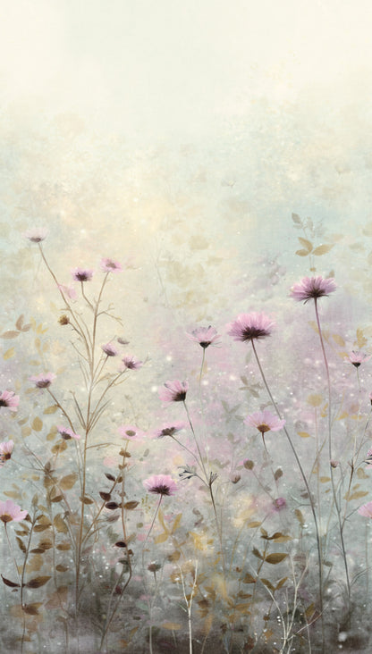 Fototapete Wiesenblumen Beige Rosa - 1,59 m x 2,80 m