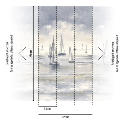 Fototapete Segelboote Grau Blau - 1,59 m x 2,80 m