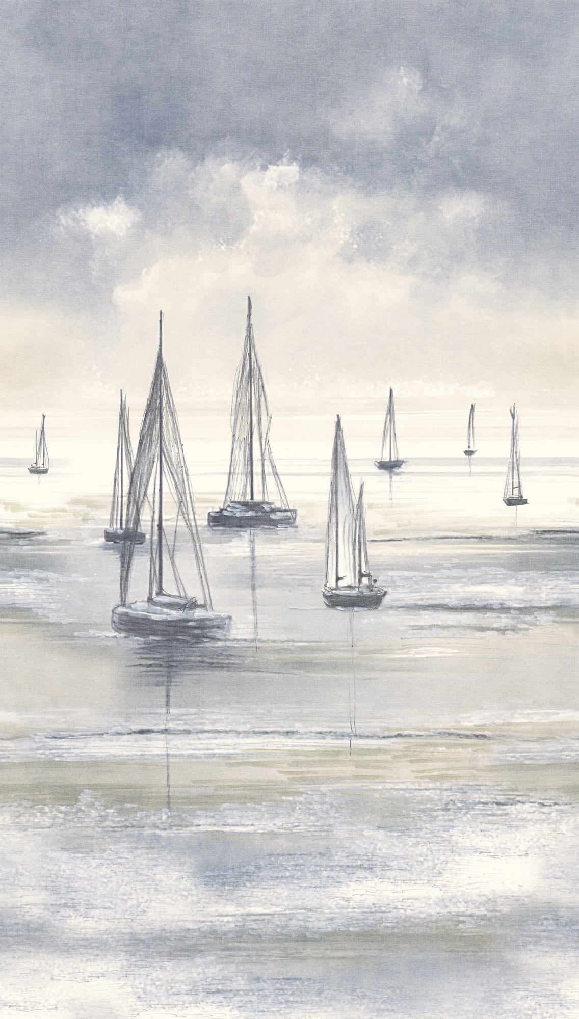 Fototapete Segelboote Grau Blau - 1,59 m x 2,80 m