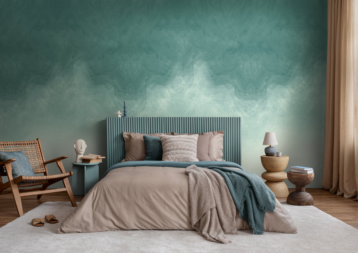 Fototapete Verlauf Türkis Beige - 1,59 m x 2,80 m
