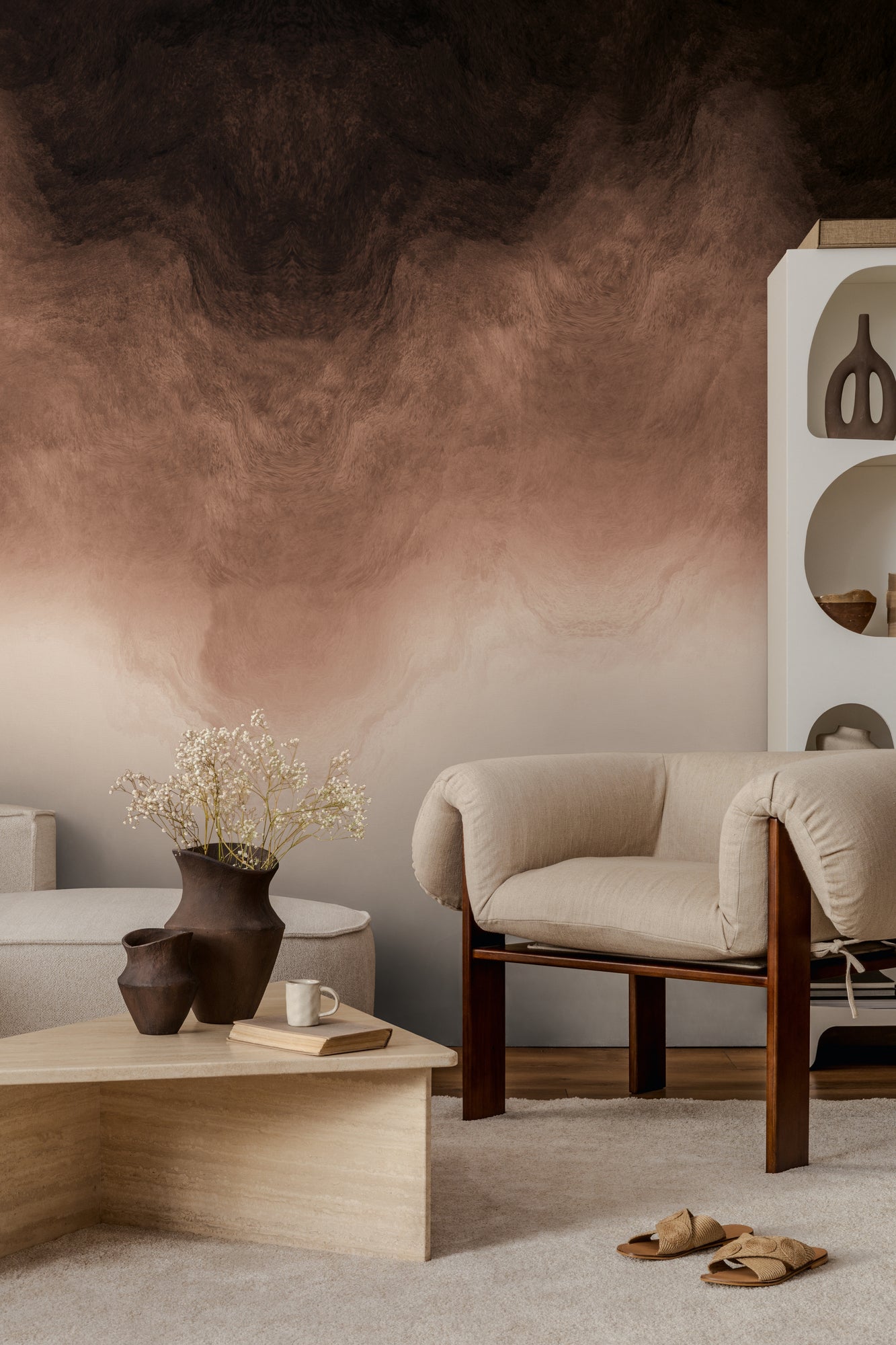 Fototapete Verlauf Dunkelbraun Beige - 1,59 m x 2,80 m