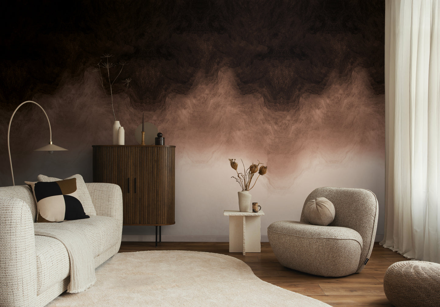 Fototapete Verlauf Dunkelbraun Beige - 1,59 m x 2,80 m