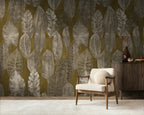 Fototapete Blätter Braun Gold - 1,59 m x 2,80 m