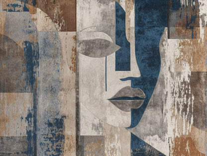 Fototapete Gesicht Blau Beige - 3,71 m x 2,80 m