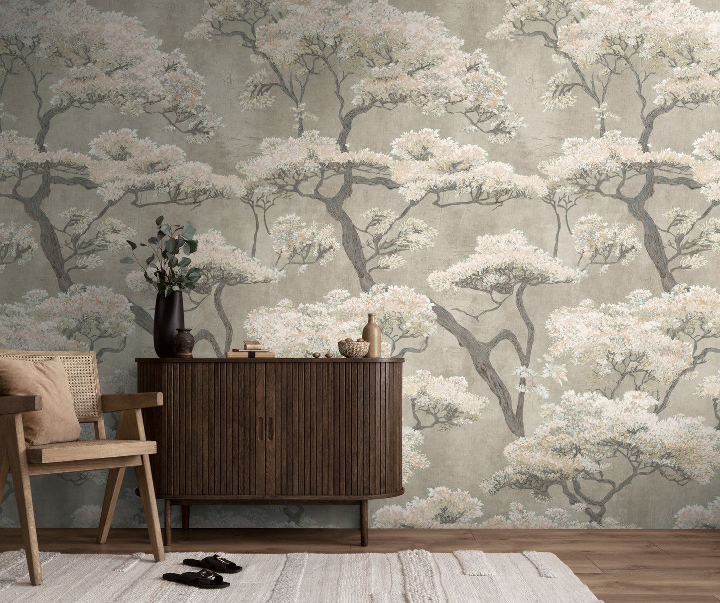 Fototapete Blütenbaum Beige - 1,59 m x 2,80 m
