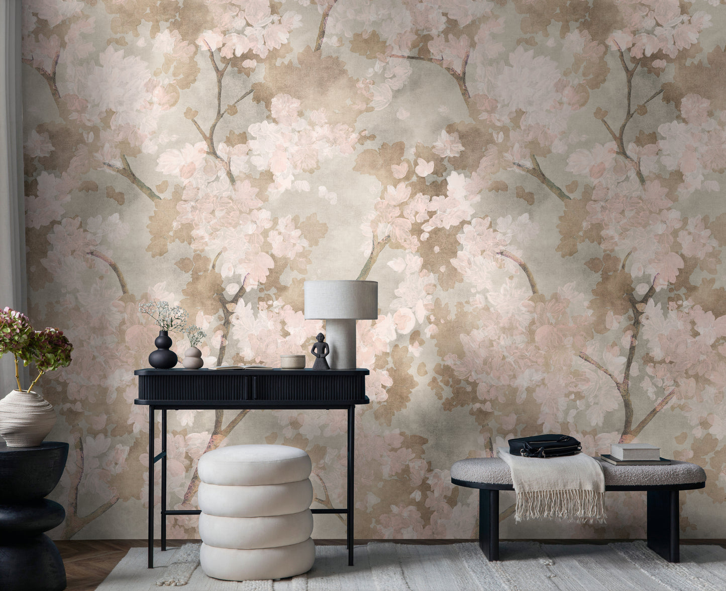 Fototapete Kirschblüten Beige Rosa - 1,59 m x 2,80 m