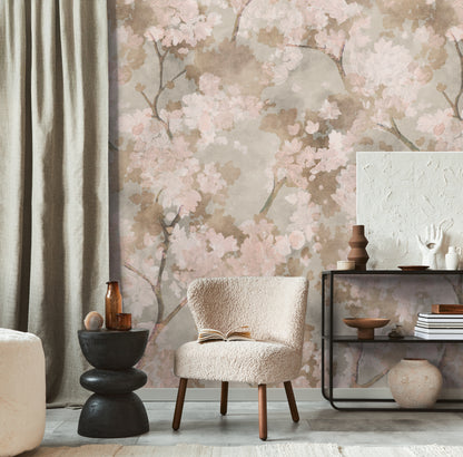 Fototapete Kirschblüten Beige Rosa - 1,59 m x 2,80 m