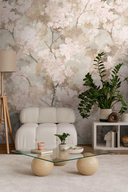 Fototapete Kirschblüten Beige Rosa - 1,59 m x 2,80 m