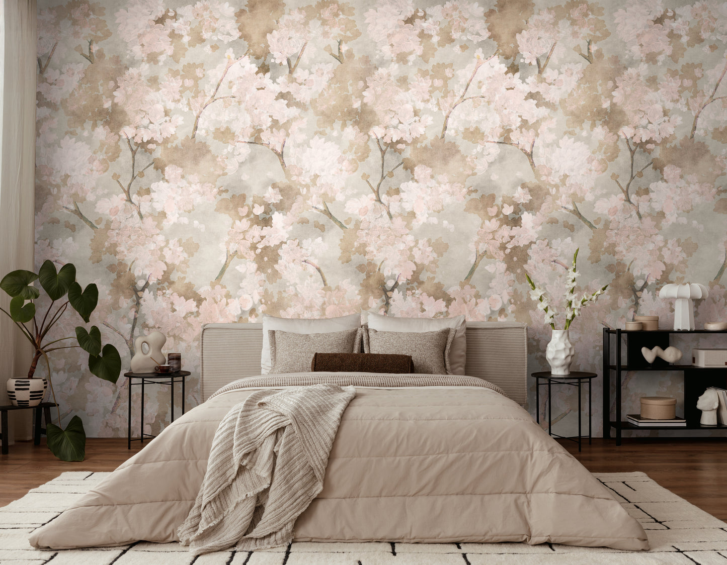 Fototapete Kirschblüten Beige Rosa - 1,59 m x 2,80 m