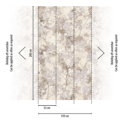 Fototapete Kirschblüten Beige Grau - 1,59 m x 2,80 m