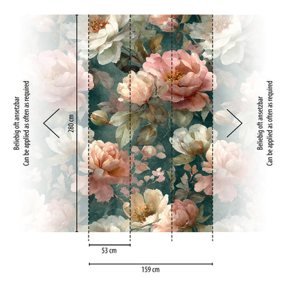 Fototapete Blumen Grün Rosa - 1,59 m x 2,80 m