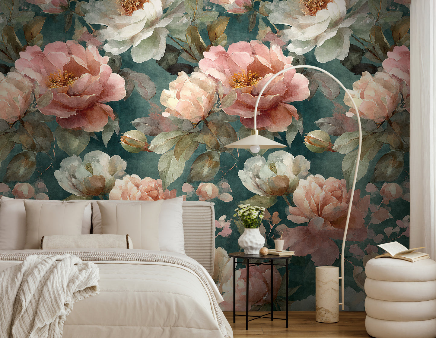 Fototapete Blumen Grün Rosa - 1,59 m x 2,80 m