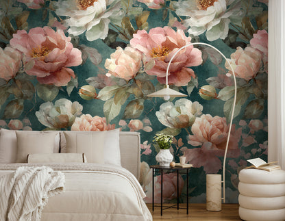 Fototapete Blumen Grün Rosa - 1,59 m x 2,80 m