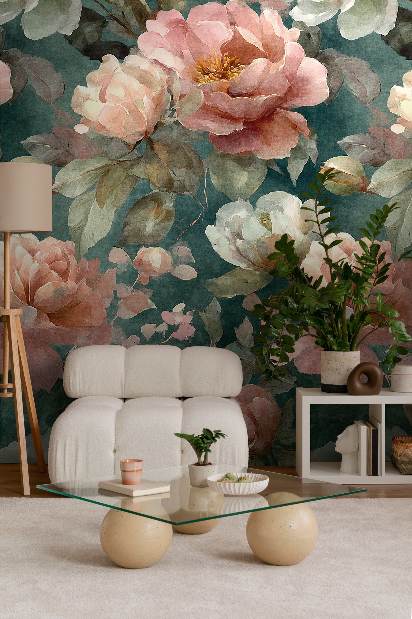 Fototapete Blumen Grün Rosa - 1,59 m x 2,80 m