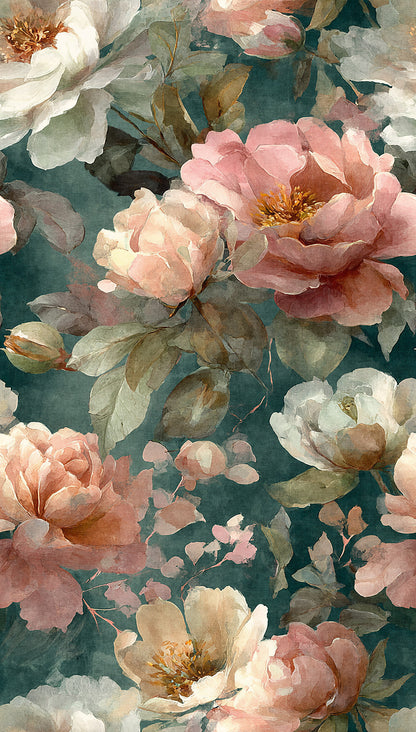 Fototapete Blumen Grün Rosa - 1,59 m x 2,80 m