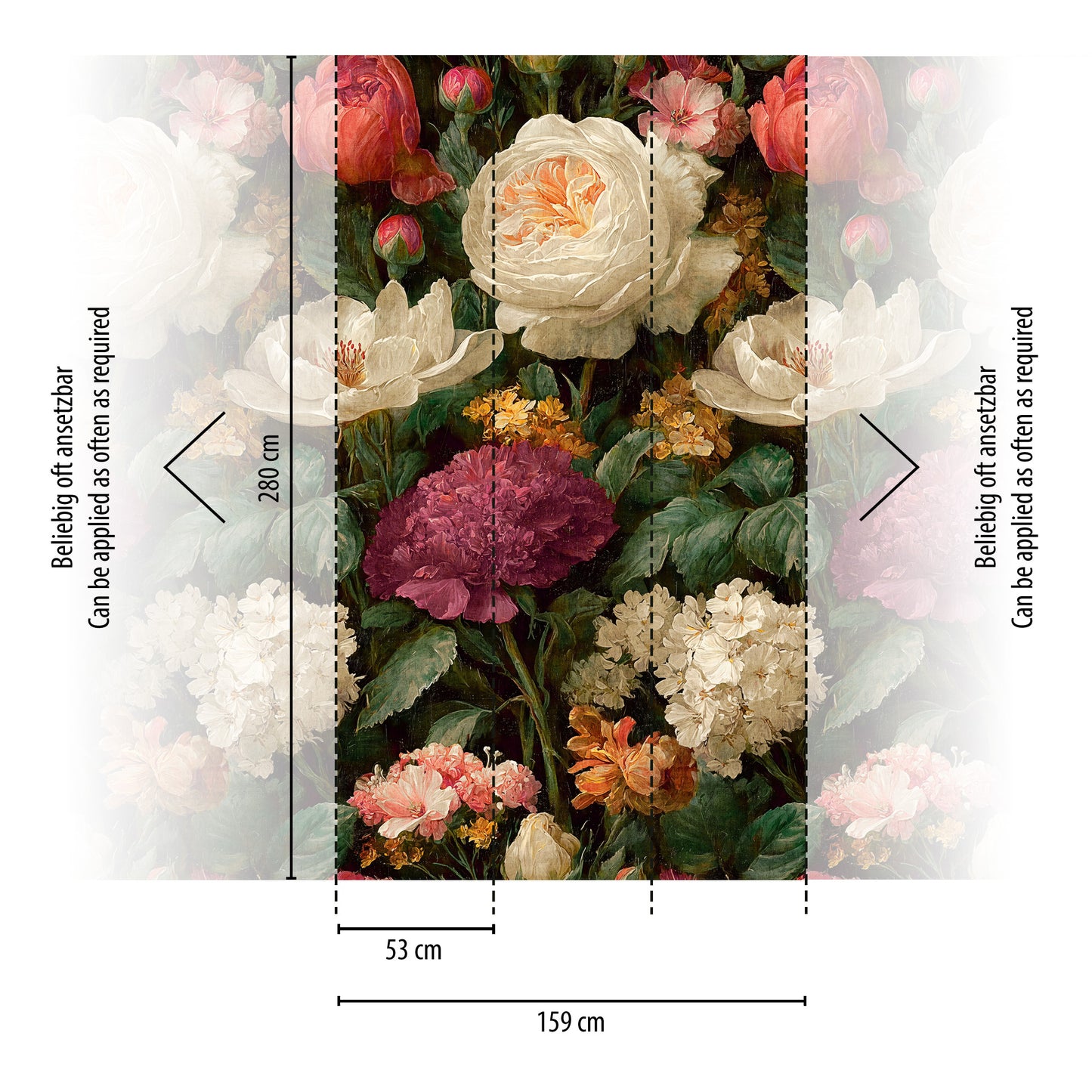 Fototapete Blumen Dunkel - 1,59 m x 2,80 m
