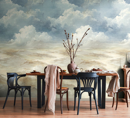 Fototapete Wolken Beige Blau - 1,59 m x 2,80 m