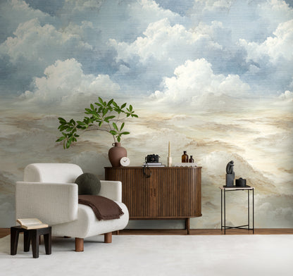 Fototapete Wolken Beige Blau - 1,59 m x 2,80 m