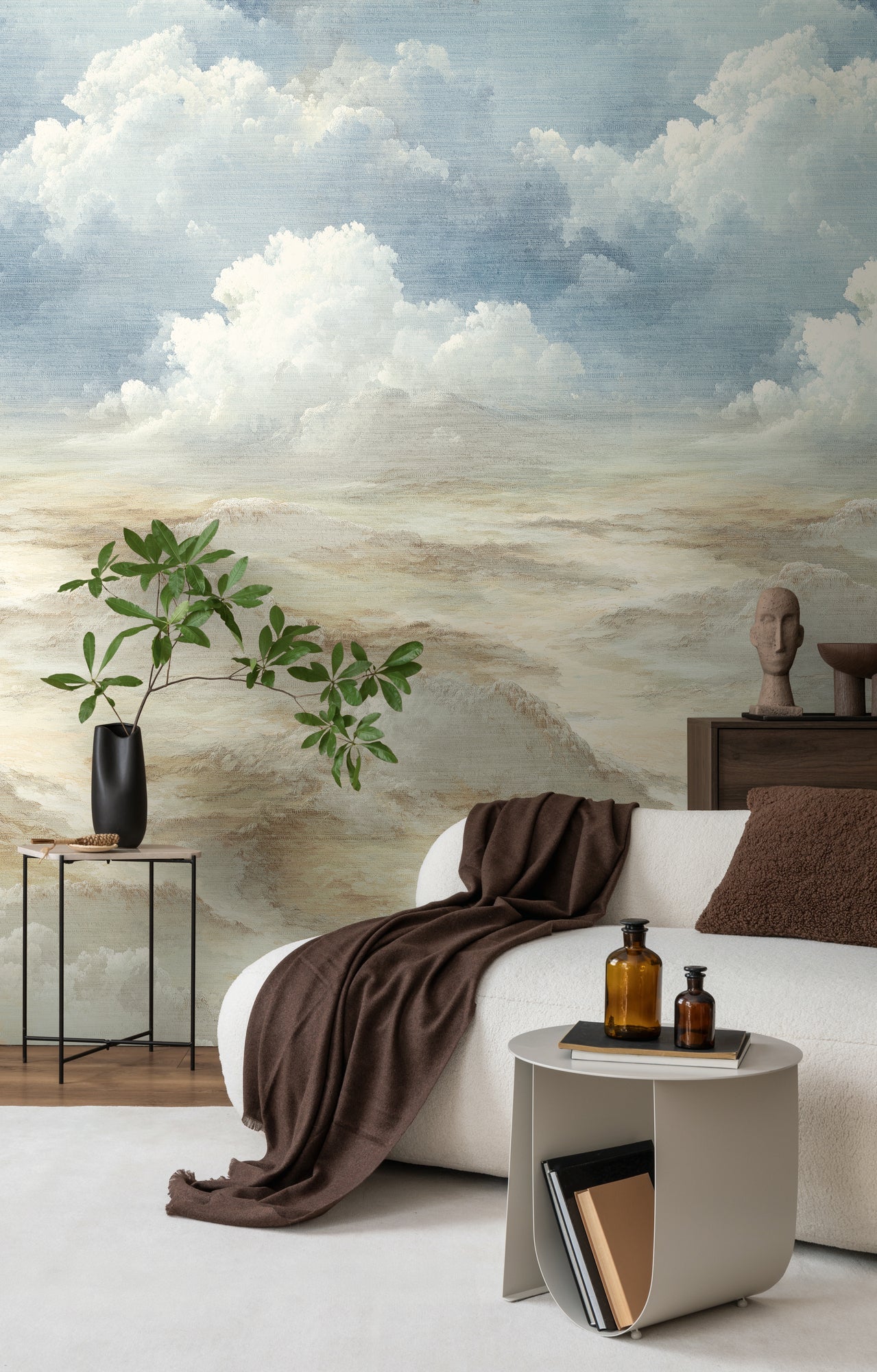 Fototapete Wolken Beige Blau - 1,59 m x 2,80 m