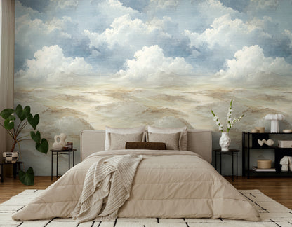 Fototapete Wolken Beige Blau - 1,59 m x 2,80 m