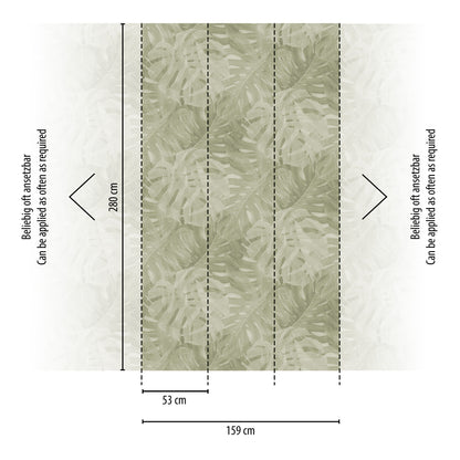 Fototapete Monstera Grün Beige - 1,59 m x 2,80 m