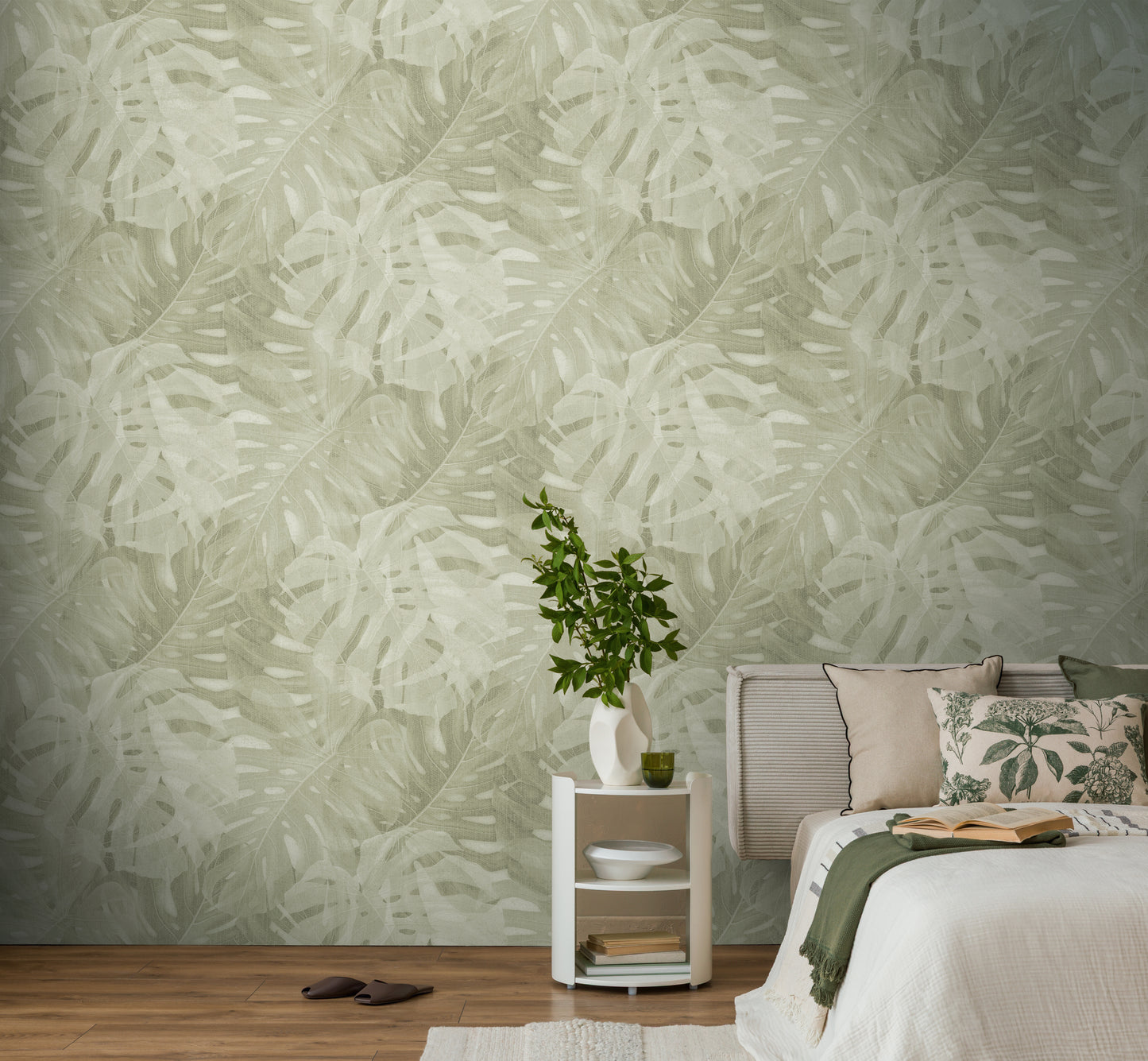 Fototapete Monstera Grün Beige - 1,59 m x 2,80 m