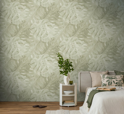 Fototapete Monstera Grün Beige - 1,59 m x 2,80 m