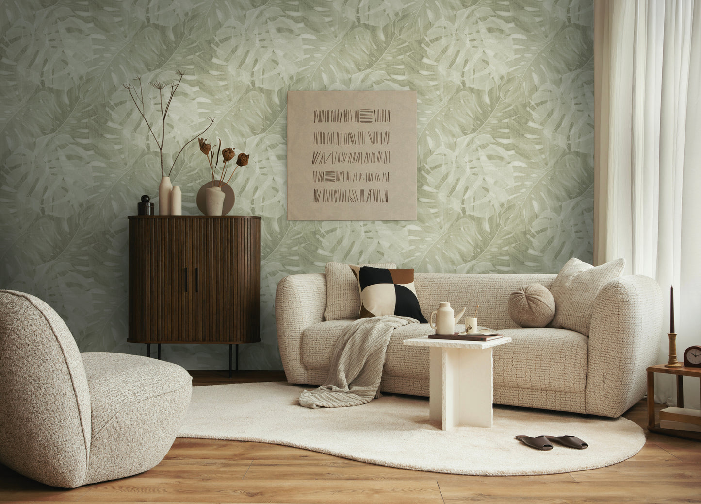 Fototapete Monstera Grün Beige - 1,59 m x 2,80 m
