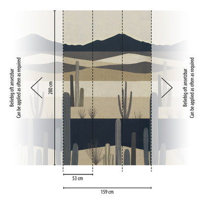 Fototapete Wüste Beige Blau - 1,59 m x 2,80 m