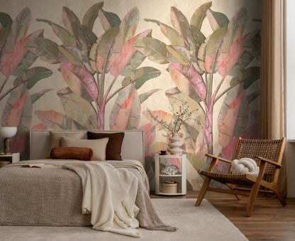 Fototapete Bananenblätter Beige - 1,59 m x 2,80 m