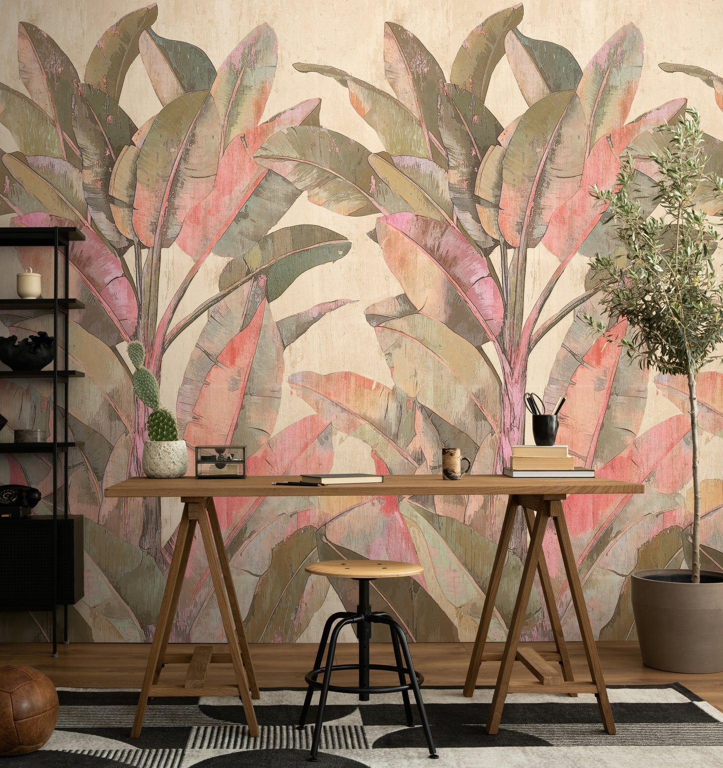 Fototapete Bananenblätter Beige - 1,59 m x 2,80 m