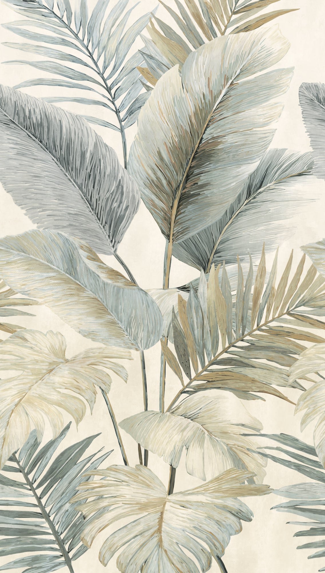 Fototapete Blätter Beige Blau - 1,59 m x 2,80 m