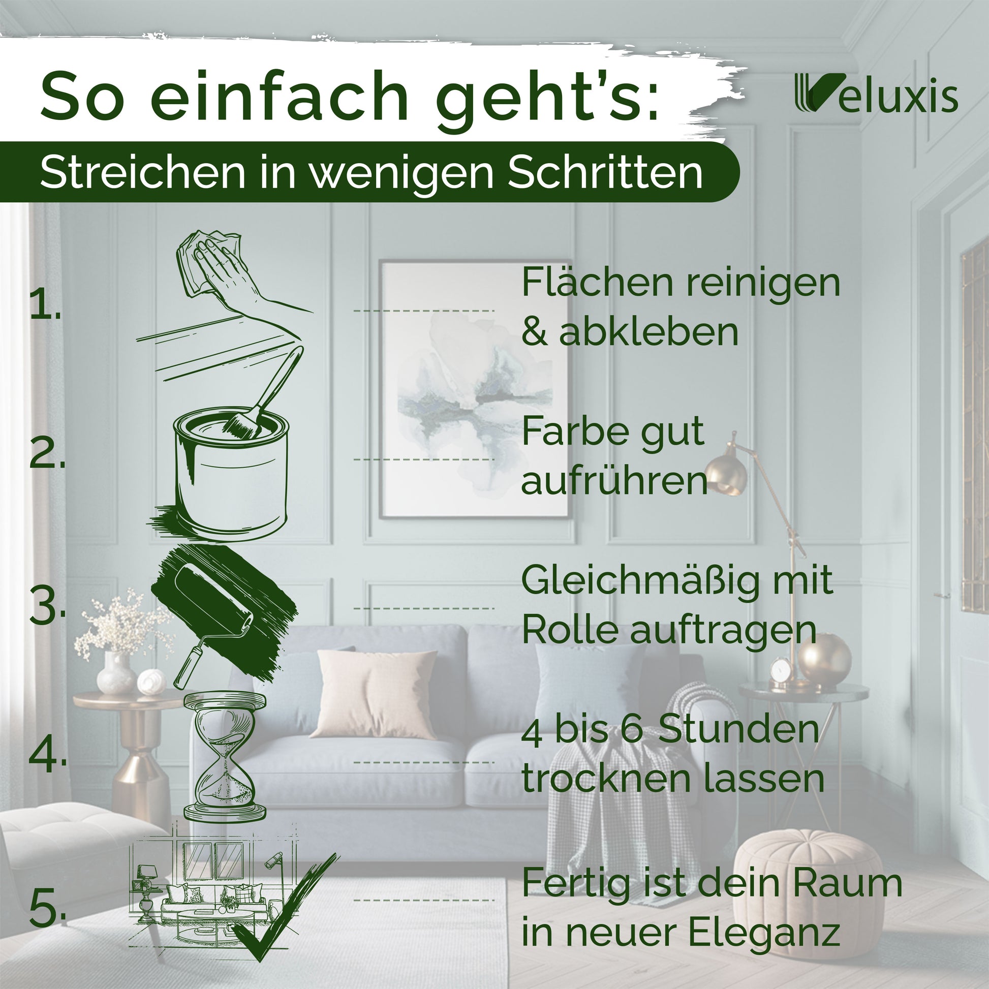 Schritten Veluxis Wandfarbe Emerald Green