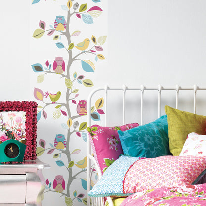 Livingwalls Pop Up Panel selbstklebend mit Tiermotiv Bunt Rosa Weiß 2,50 m x 0,35 m